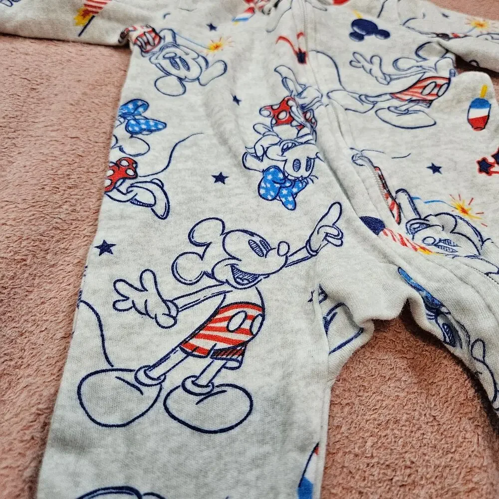 Disney Mickey Mouse Light Gray Footed Pajamas Size NB Americana